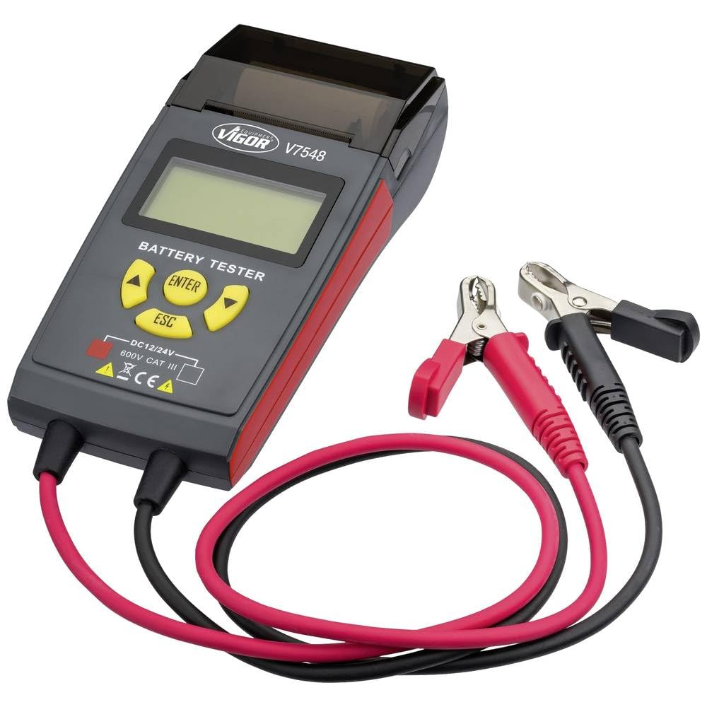 VIGOR Batterie-Tester, V7548, Geeignet für Start-Stopp Batterien | 800 g, Prüfung des Status von Batterie und Ladesystemen (12- und 24 V), Geeignet für Start-Stopp Batterien, Funktionen: