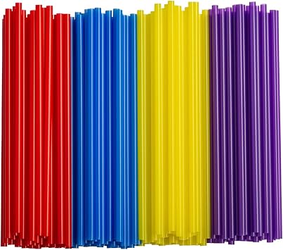 [250 Pack] Disposable Plastic Drinking Straws - 7.75High - Assorted Colors...