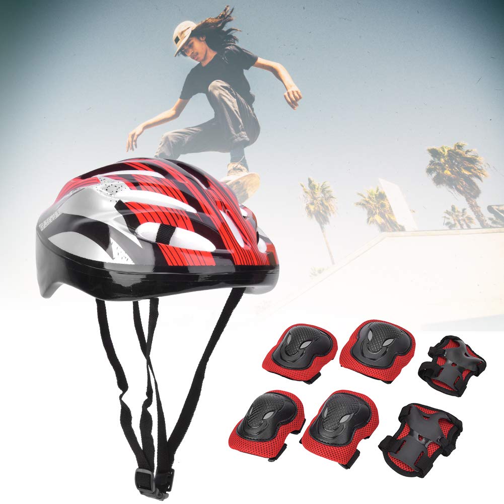 7 Stück Erwachsene Skating Schutzausrüstung Set, Kniepolster Ellenbogenpolster Handschuhe Helm, Roller Skating Helm Set für Erwachsene