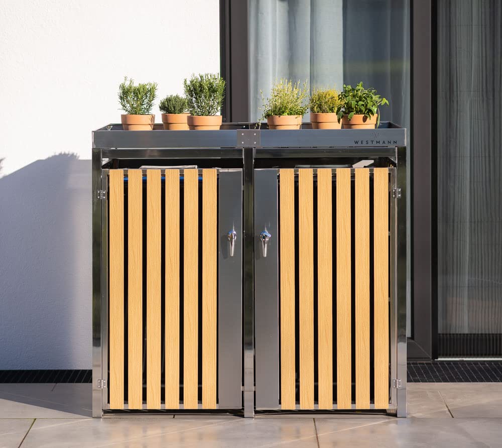 WESTMANN Mülltonnenbox für 2X 240L Mülltonnen 84x134x125 cm Silber 240 L
