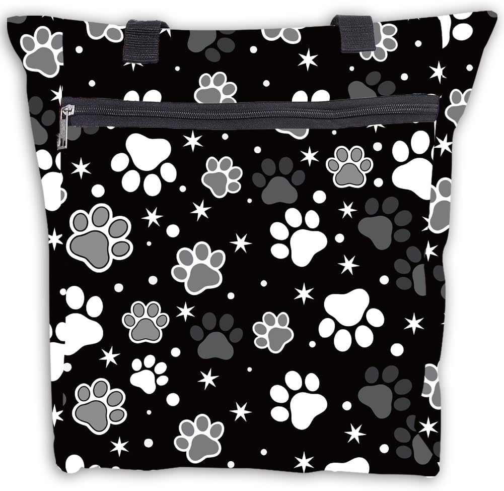 Waterproof Tote Bag with Zipper and Pockets Cat Flower Butterfly CNA Polyester Handbag for Work Travel Gifts