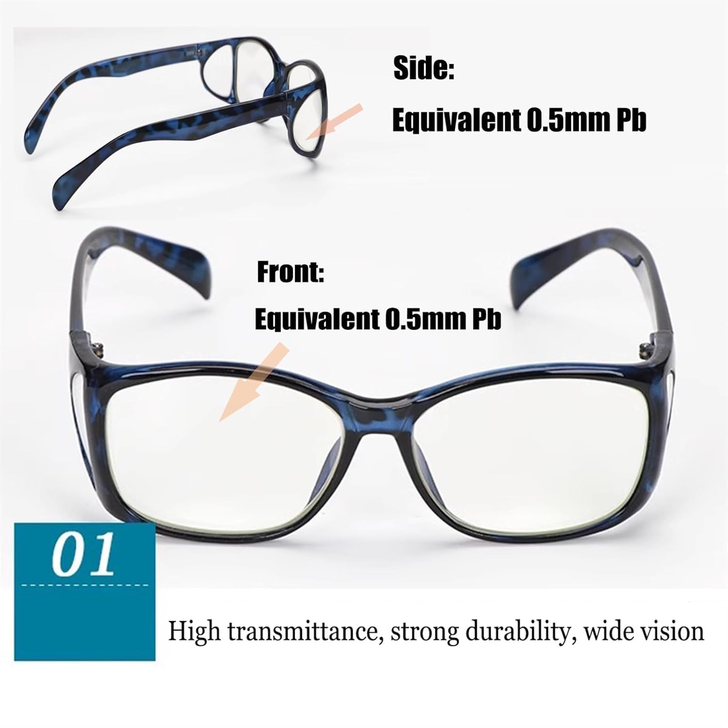0,5mmpb Okulary Ochronne Przed Ołowiem Okulary Ochronne Przed Promieniowaniem Rentgenowskim Do Pracy Z Maszyną Rentgenowską, Brown, 5.31x1.77inch