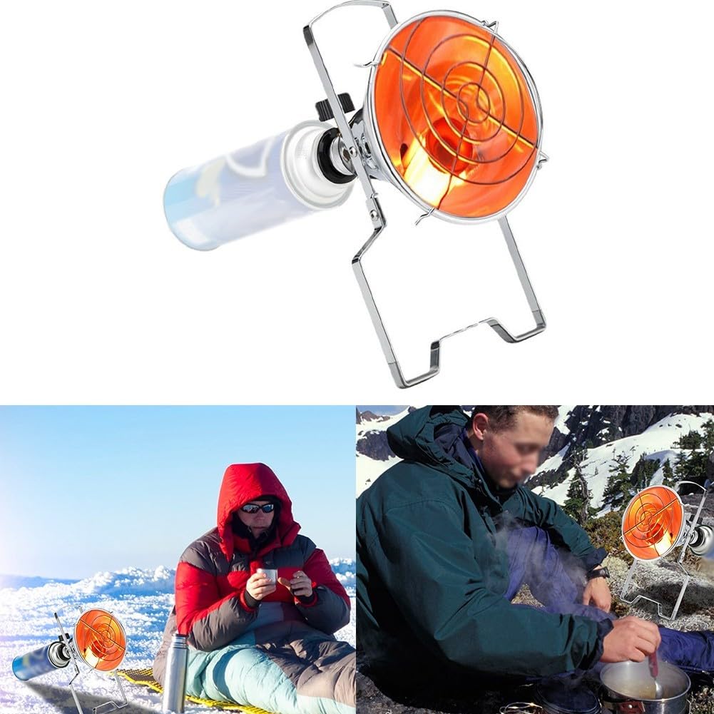Stufa a gas portatile per uso esterno – Riscaldatore a gas propano butano con uscita 1,0 kW, fornello da campeggio in acciaio inox, compatto, 15,5 x 15,5 x 22,1 cm