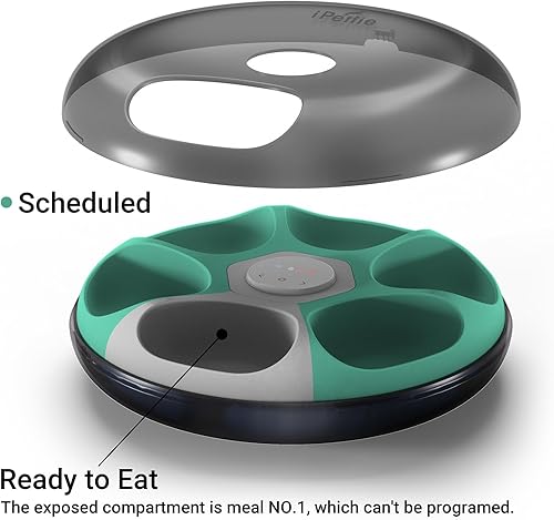 Miniatura 7 de iPettie Donuts Frost - Dispensador automático de alimentos para gatos con control de aplicación, comedero automático para gatos secos y húmedos,