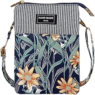 LassZone Canvas Cute Crossbody Handbags Cell Phone Purse Wallet Leaves Pattern Small Change Pouch Bags for Women Girls
