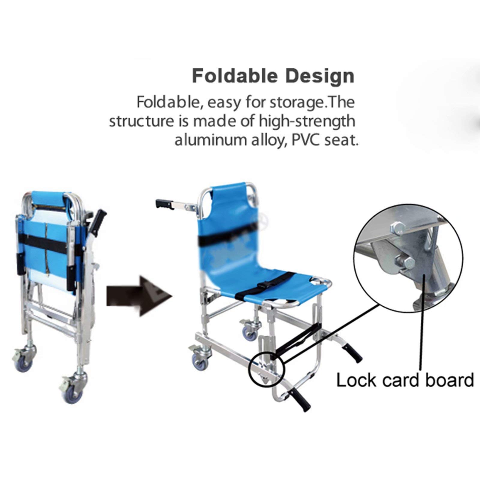 Silla médica portátil con 4 ruedas, silla plegable EMS para evacuación de bomberos de ambulancia, silla de escalera ligera y plegable