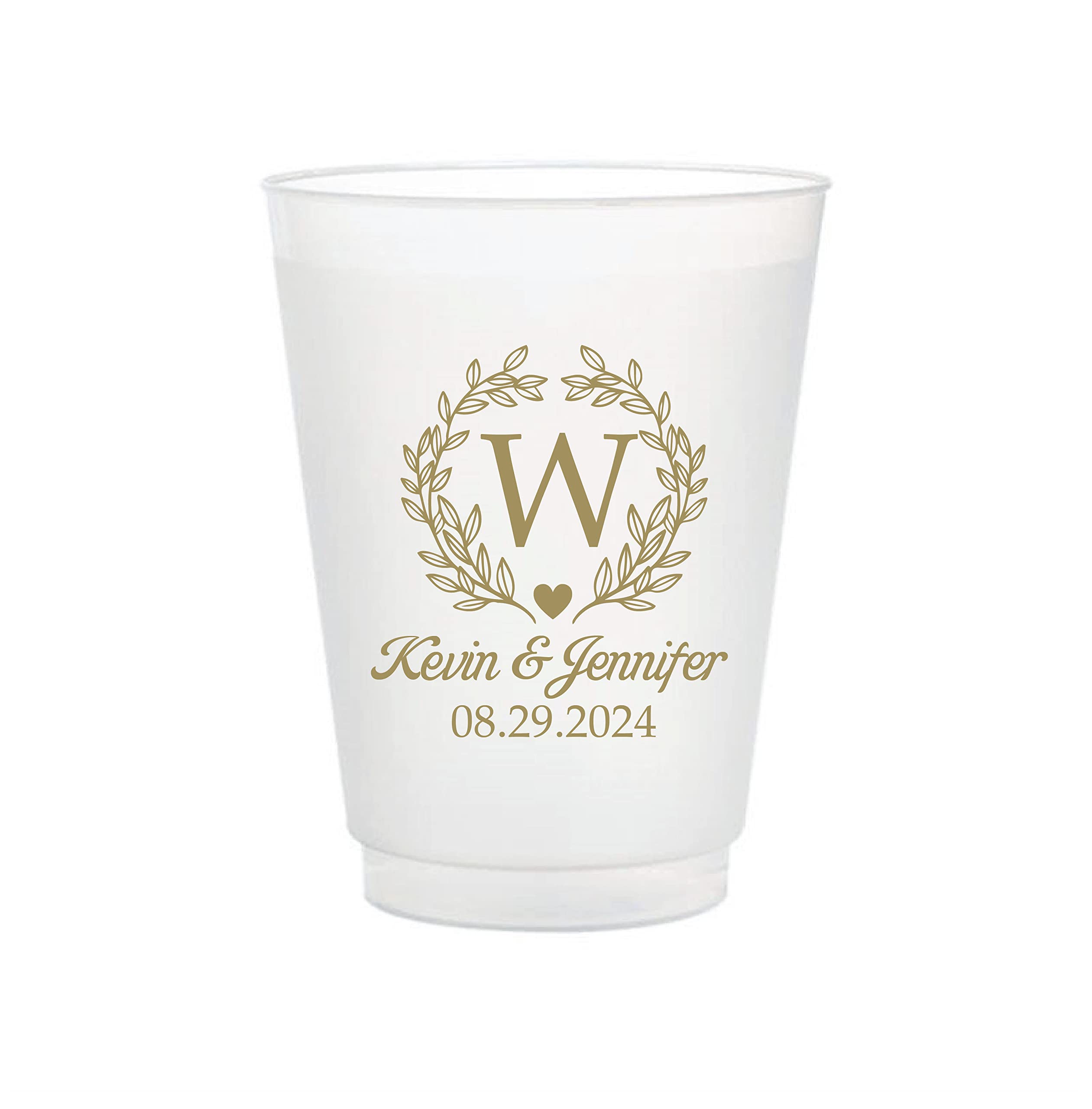 Amazon.com: Personalized Elegant Monogram 16oz Translucent Frosted Flex Cups  for Wedding, Anniversary, Engagement Party Favors, Excellent Durability  with Ease of Disposable, BPA-Free : Home & Kitchen