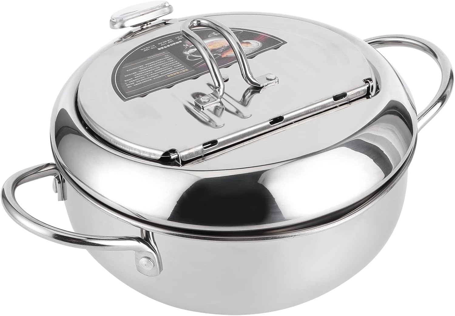 Stainless Steel Frying Pot, Japanese Deep Frying Pot with Thermometer, Mini Fryer Pot for French Fries Shrimp Chicken, Compatible with Gas Stove, Induction, Electric Stove