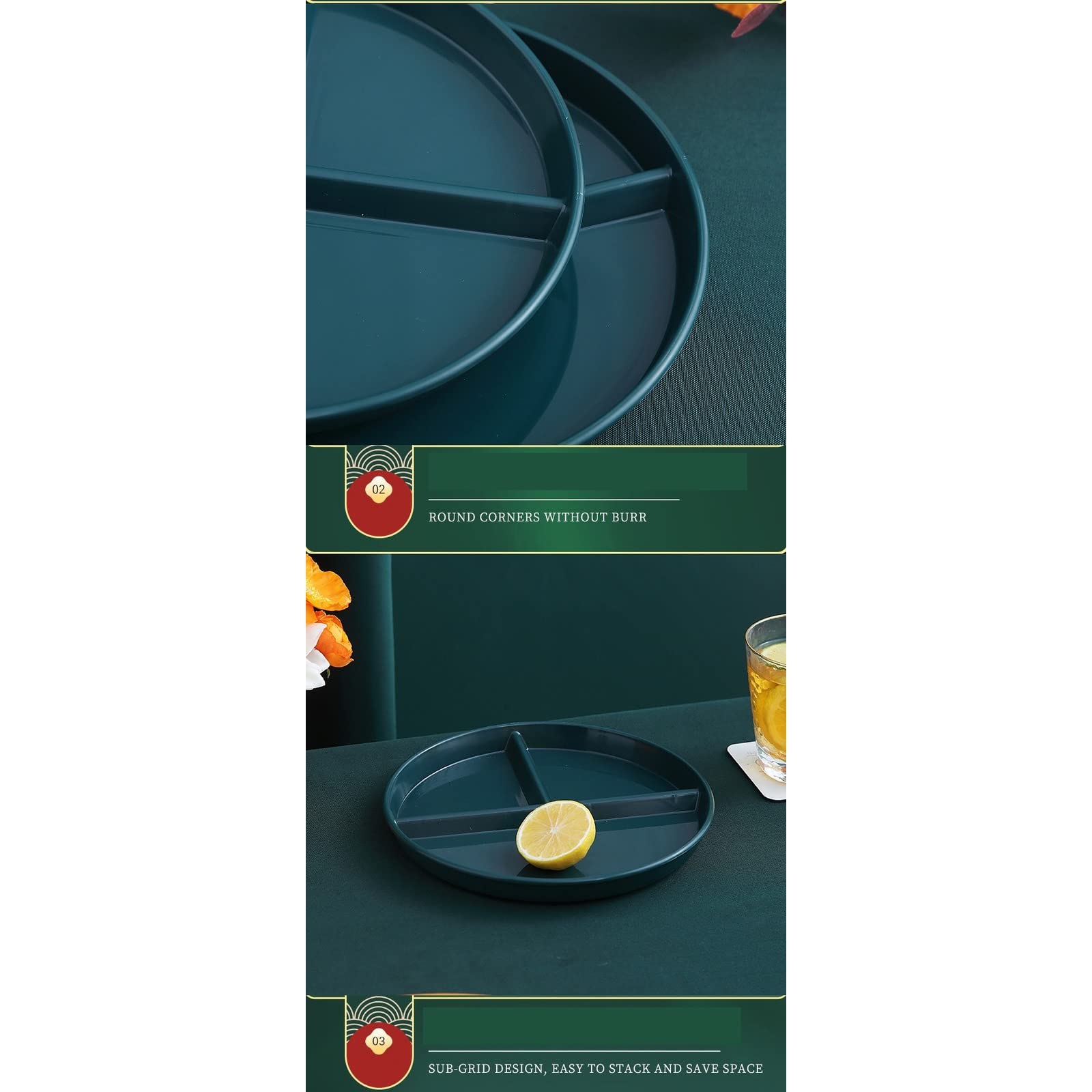 Plaques à fondue 4 pièces Set Fondue Plaques colorées avec 12 fourchettes à fondue, 22 cm / 8,7in