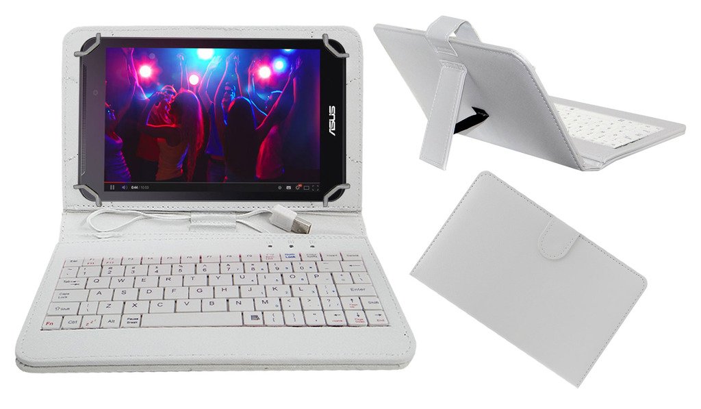 ACM USB Keyboard Case Compatible with Asus Fonepad 7 Fe170 Tablet Cover Stand Study Gaming Direct Plug & Play - White