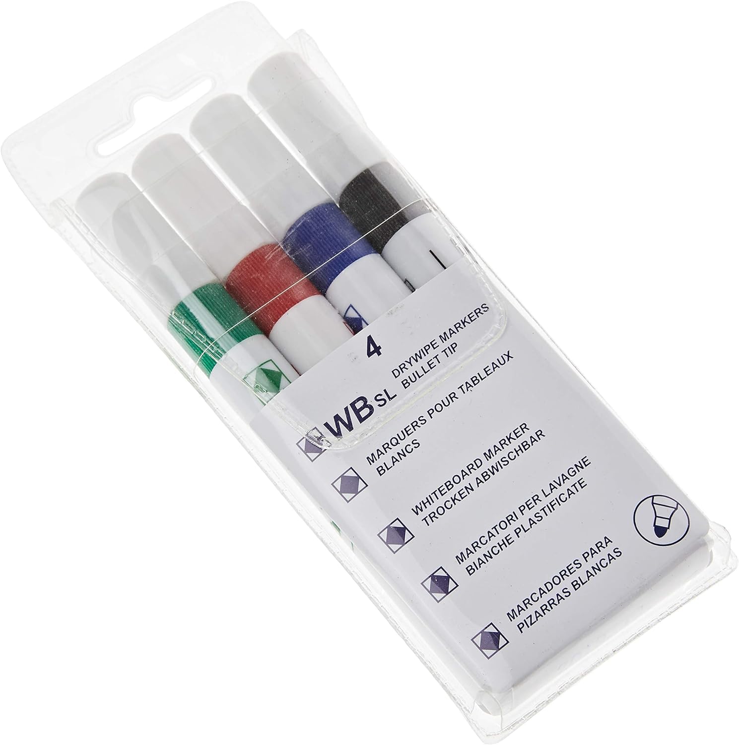 indigo® 4 Whiteboard Drywipe Marker Pens Bullet Tip Non-Toxic Ink