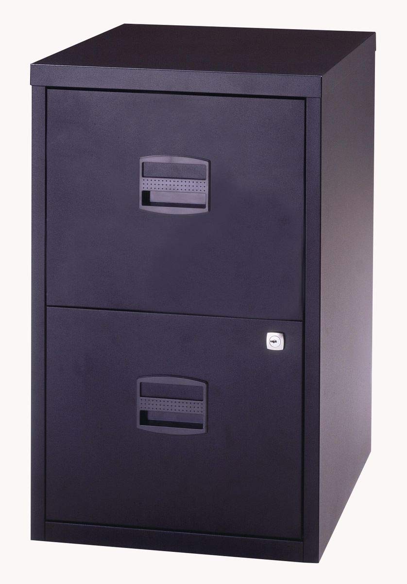Bisley Home PFA - Armadietto con 2 cassetti, in Metallo, 633 Nero, 40 x 41,3 x 67,2 cm