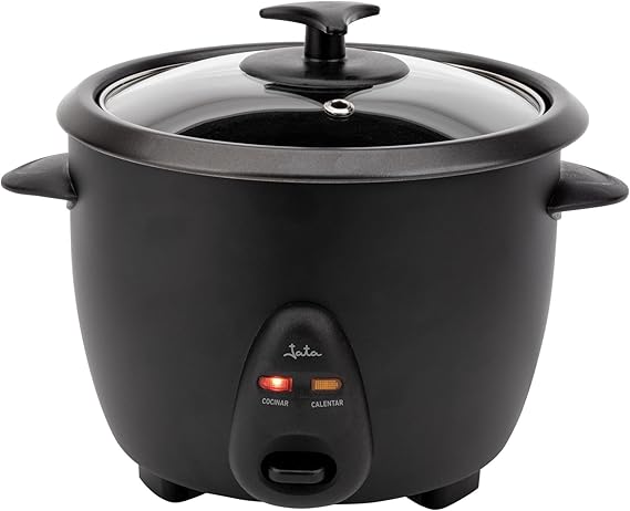 JATA JEAR2510 - Arrocera Eléctrica Capacidad 1 litro. 400 W. Funciones: Cocción y Mantenimiento del Calor. Depósito Extraíble y Antiadherente. Apagado Automático. Incluye Jarra y Espátula oferta Amazon