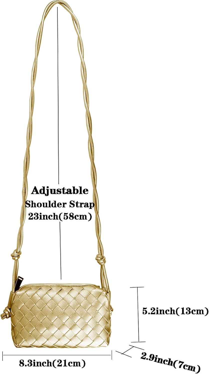 Woven Crossbody Bags For Women, Small Handmade Purse Clutch Shoulderbag Handbag, Zipper Closure - Image 4