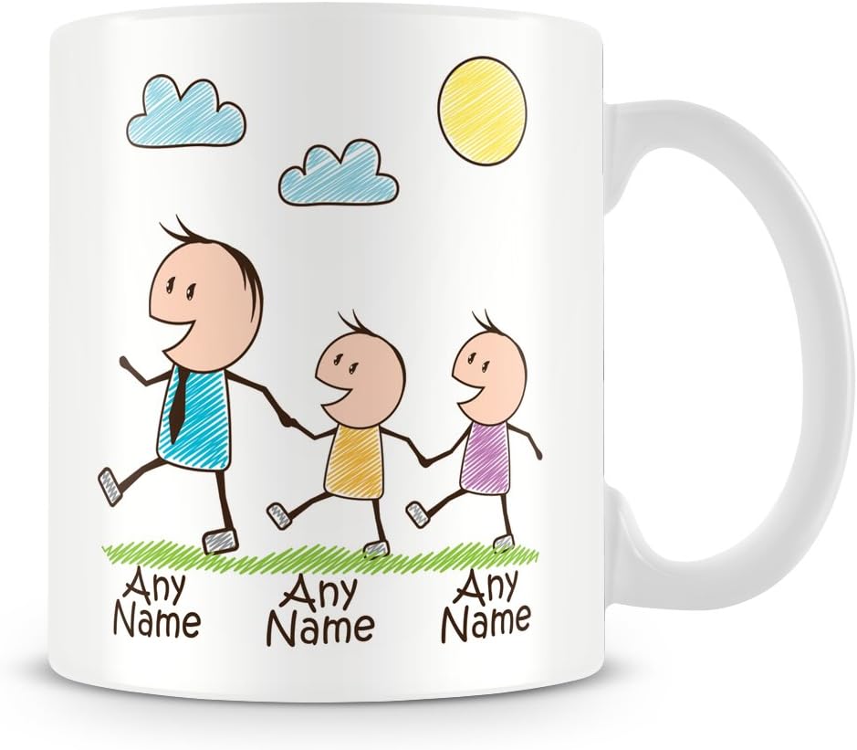 Daddy Mug with Kids and Names (Personalised Mug with Any Names, Message, Text, Photo)