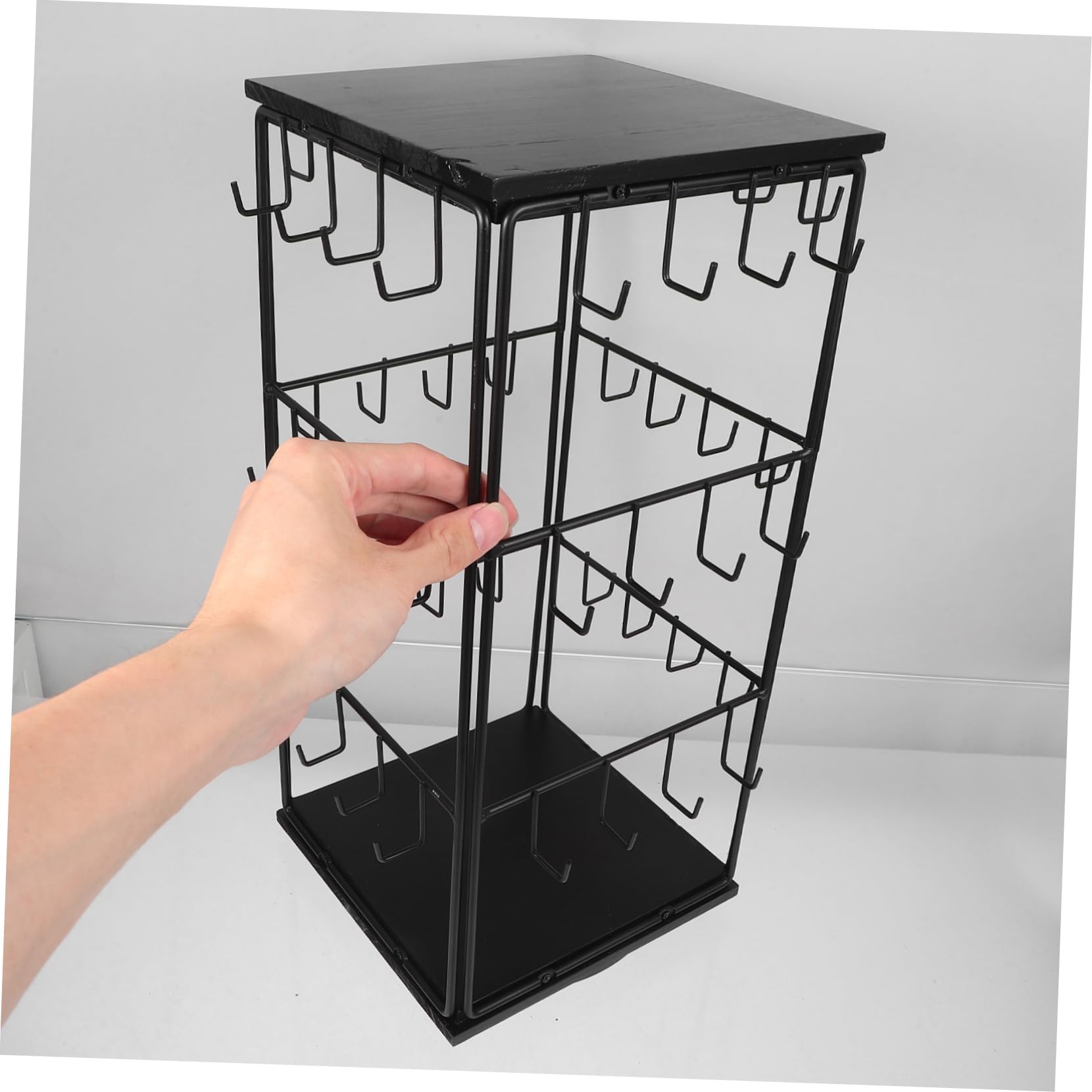 VALICLUD Espositore per Orecchini in Legno Nero 360 Gradi Girevole Design Salvaspazio e Organizer Multifunzionale per Arredamento Casa e Countertop