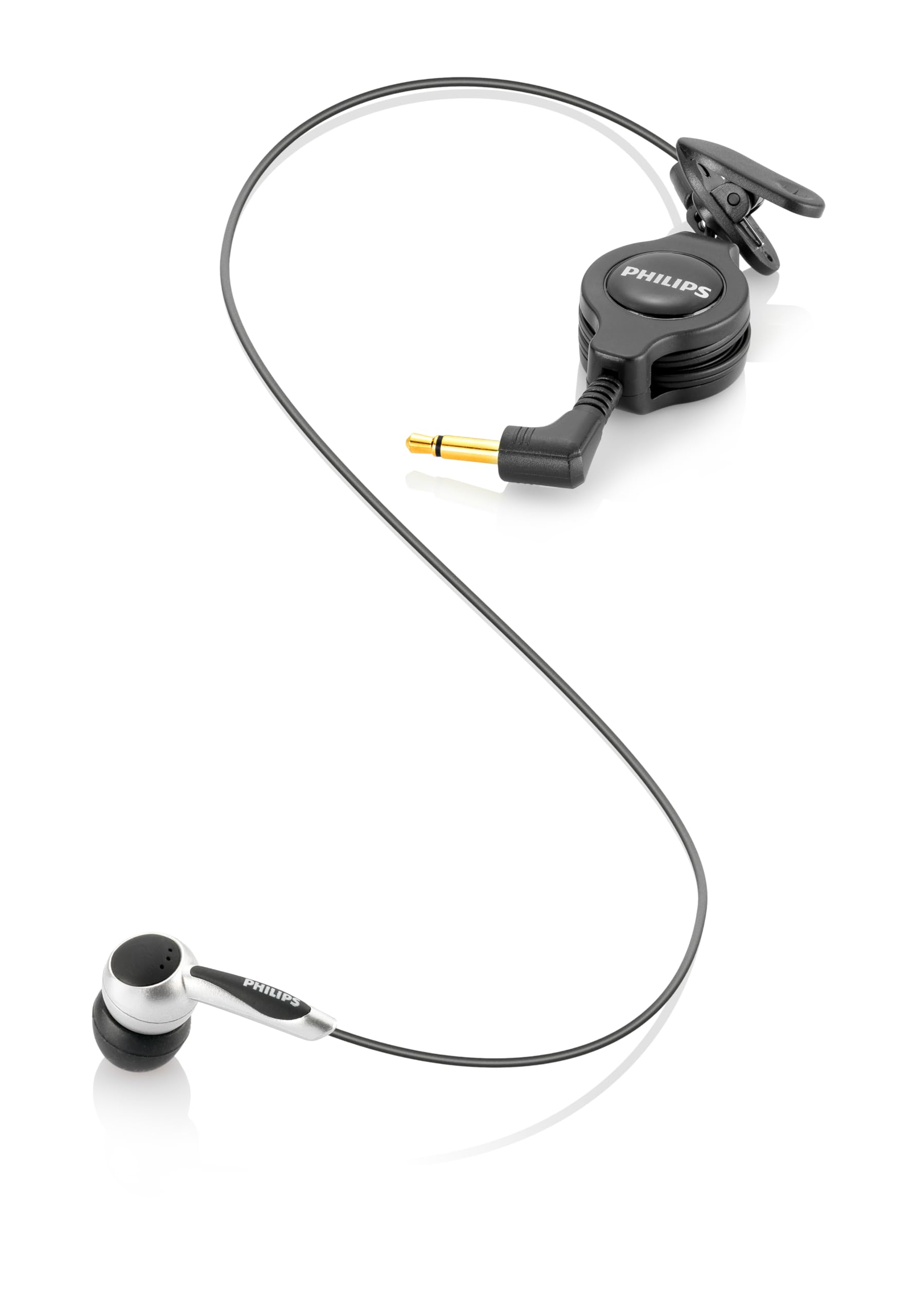 Philips LFH9162 Telephone Pickup Microphone for recording telephone calls, cable length 1.1 m, Adapter cable 3.5 to 2.5 mm, black/silver