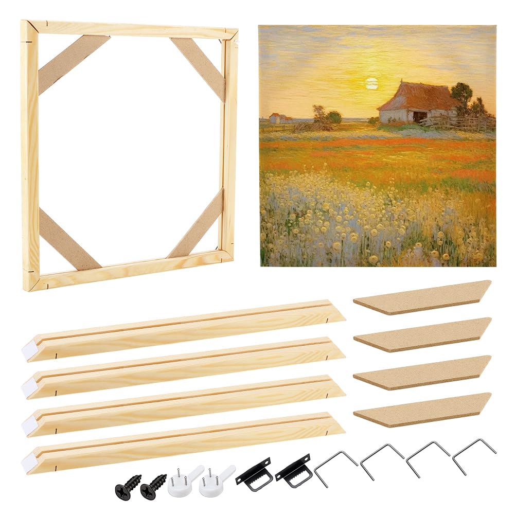 Cadre carré en bois naturel pour étirer une toile de peinture