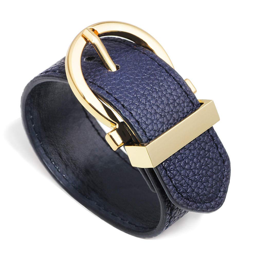 Lederarmband für Frauen, Retro -Lederarmband schlankes minimalistisches handgefertigtes originales blaues Lederarmband handgefertigtes Weitversion Ehepaar Schüler Beltschnalle Armband Personalisiertes