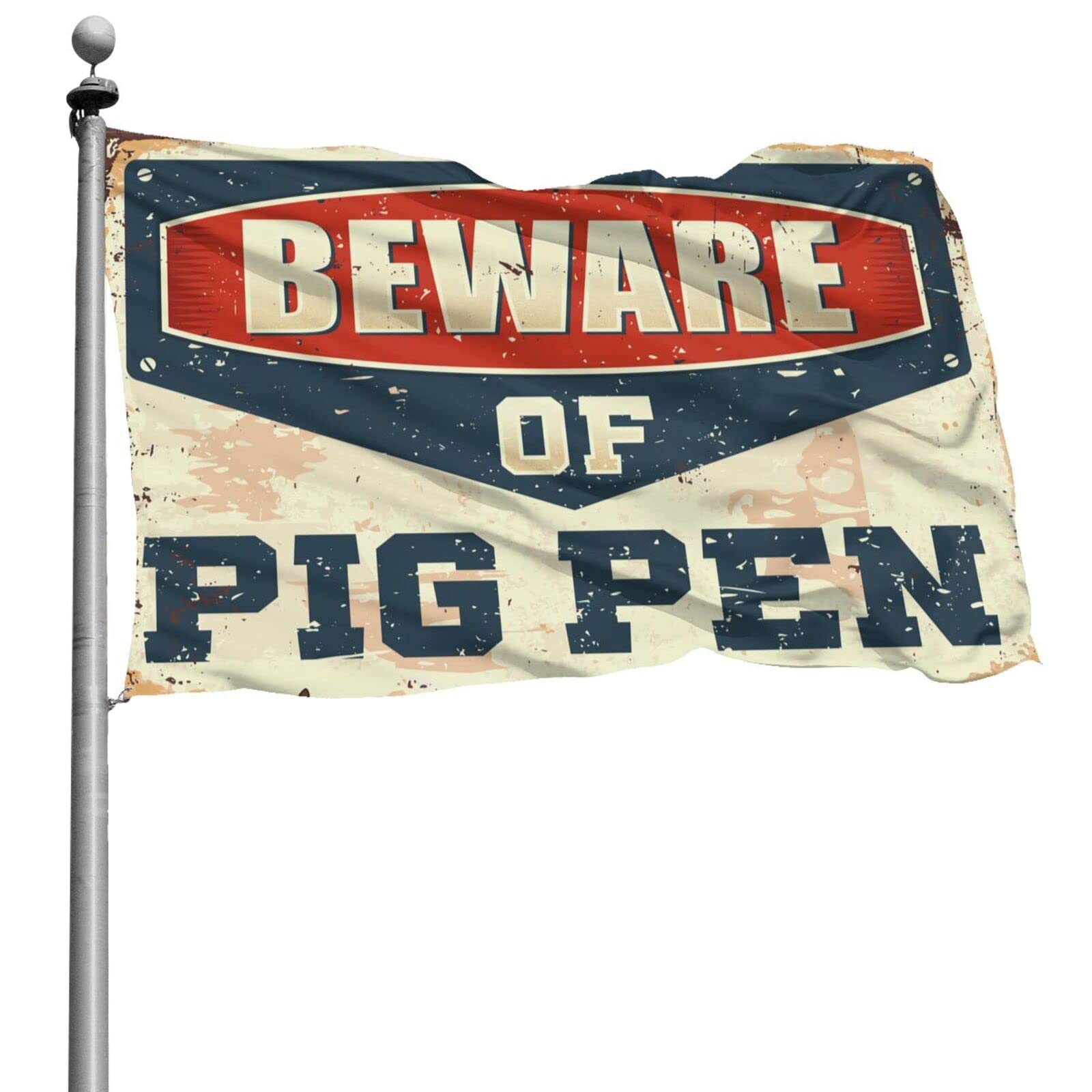 Bannière de chambre Beware of Pig : grand drapeau mural XXL 152x244 cm