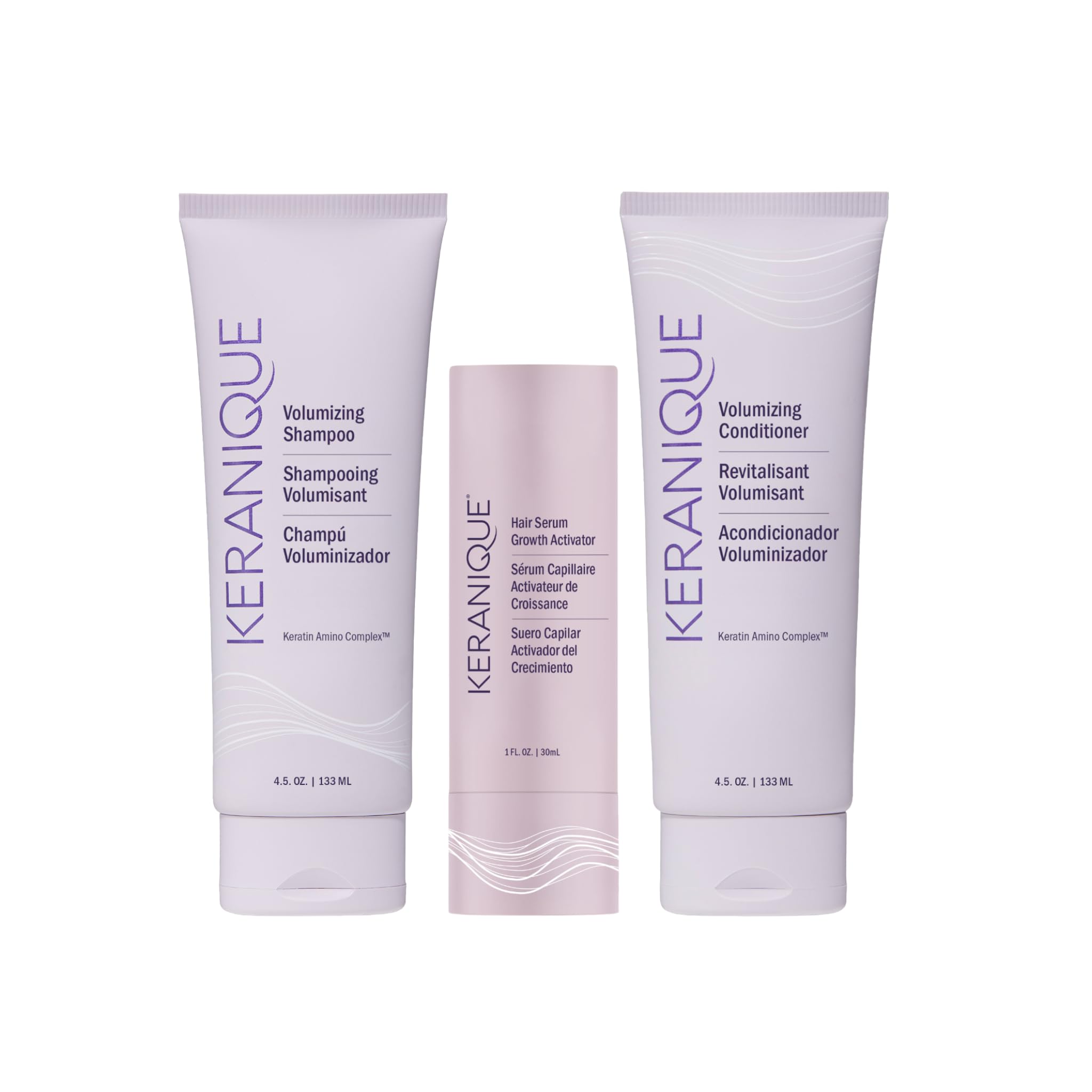 Keranique The Keranique's Botanical Hair Growth System (Revitalize Thinning Hair) Volumizing Shampoo & Conditioner 135mlx2, Hair Serum Growth Activator 30ml