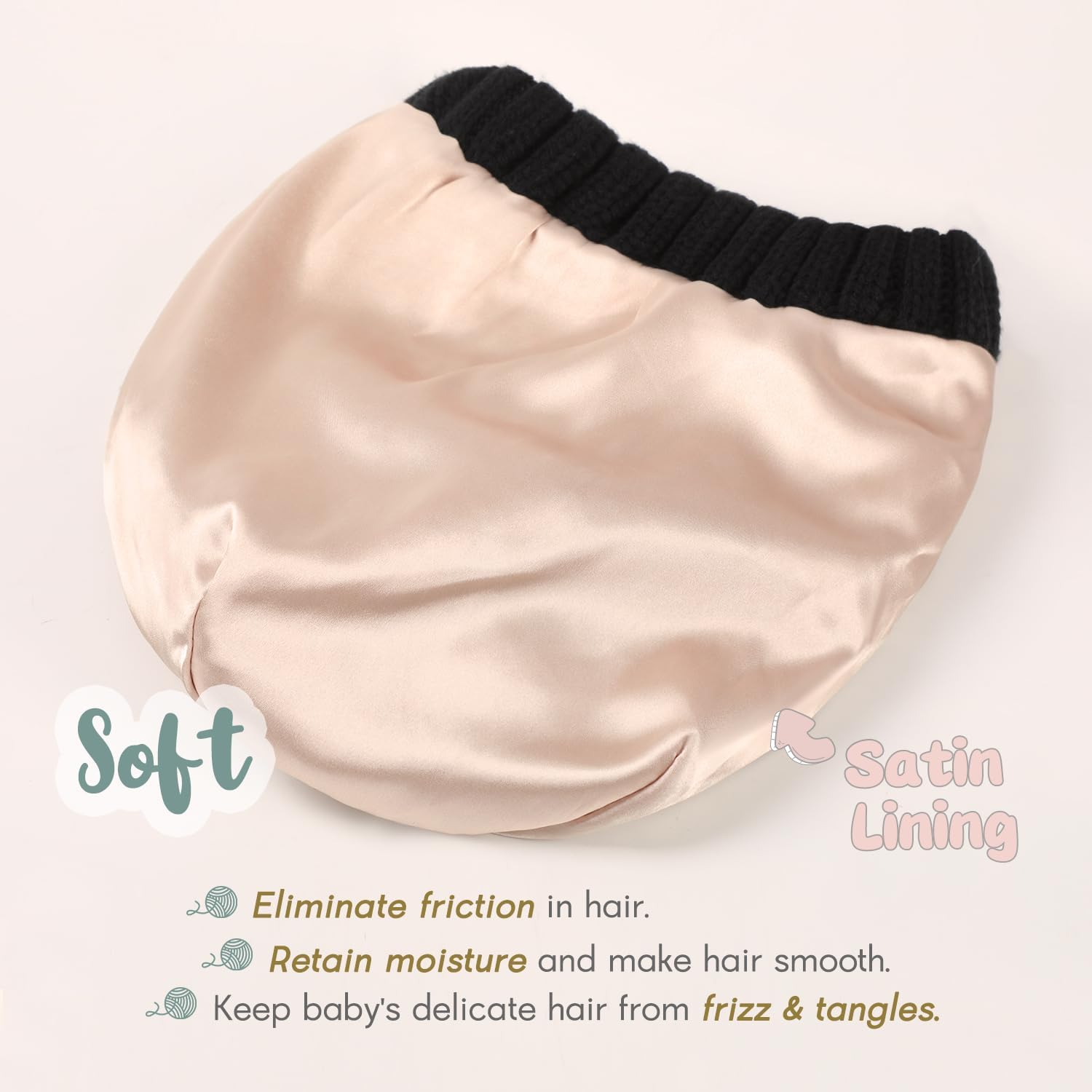 Kids Beanie Satin Lined Winter Beanie Hat for Baby Boy Girl Warm Todders Beanie with Double Pom Pom Ears 1-7 Years - Image 3