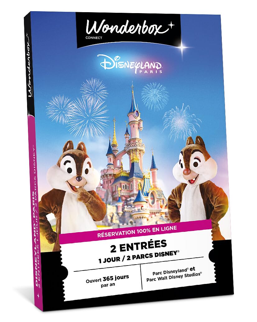 WONDERBOX Connect - Coffret Cadeau - Disneyland Paris - 1 Jour 2 Parcs - 2p | 2 entrées pour 1 jour - Parc Disneyland et Walt Disney Studios - Validité 27 mois