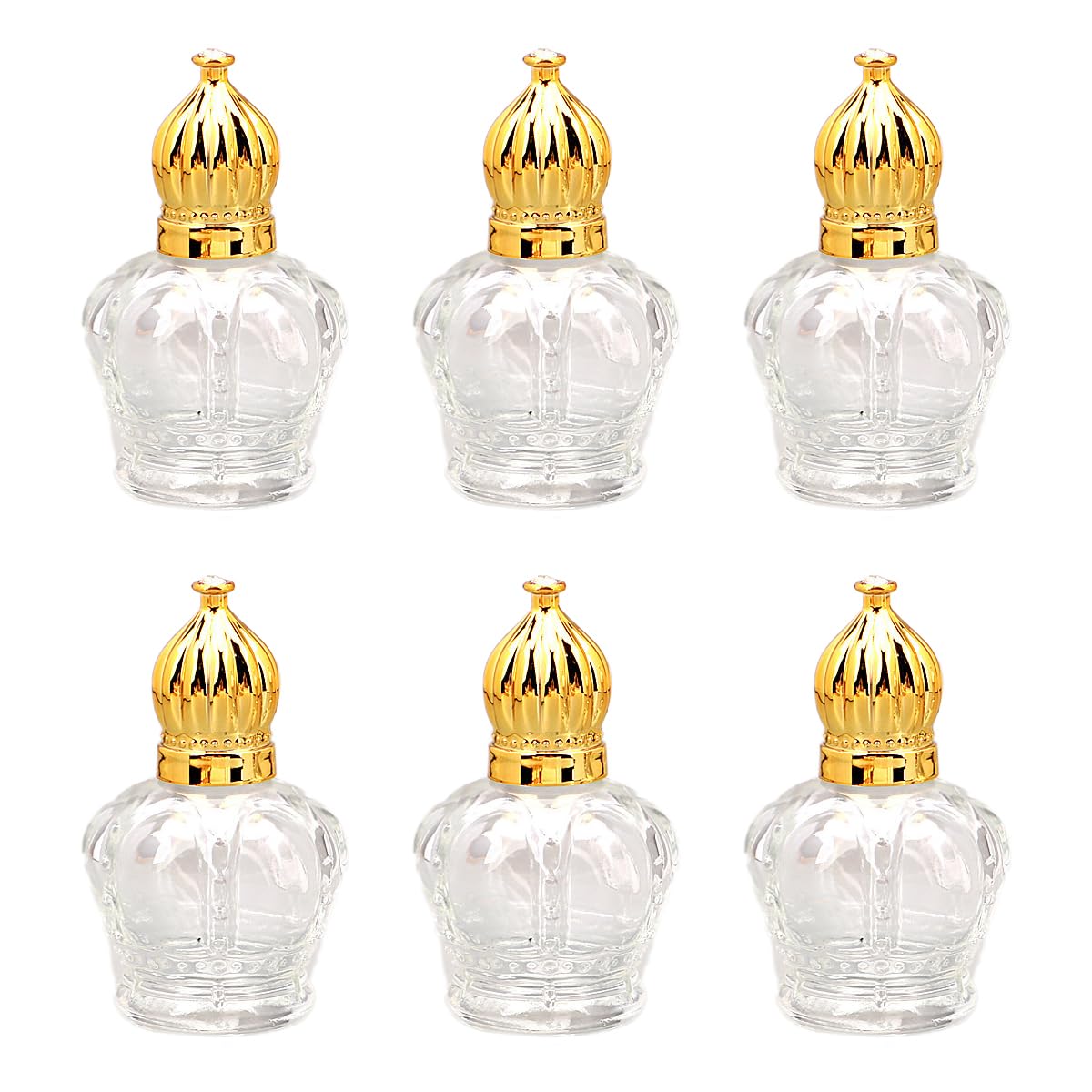 Alunsito 6 Pcs Essential Oil Roller Bottles 15ml Perfume Bottles with Crown Cap Mini Roller Ball Bottles Empty Containers For Fragrance Cosmetics