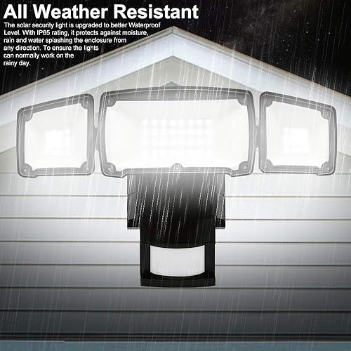 Miniatura 3 de Luces solares al aire libre, AmeriTop luces LED superbrillantes con sensor de movimiento solar con iluminación de gran angular; 1600 lm 6000 K, 3