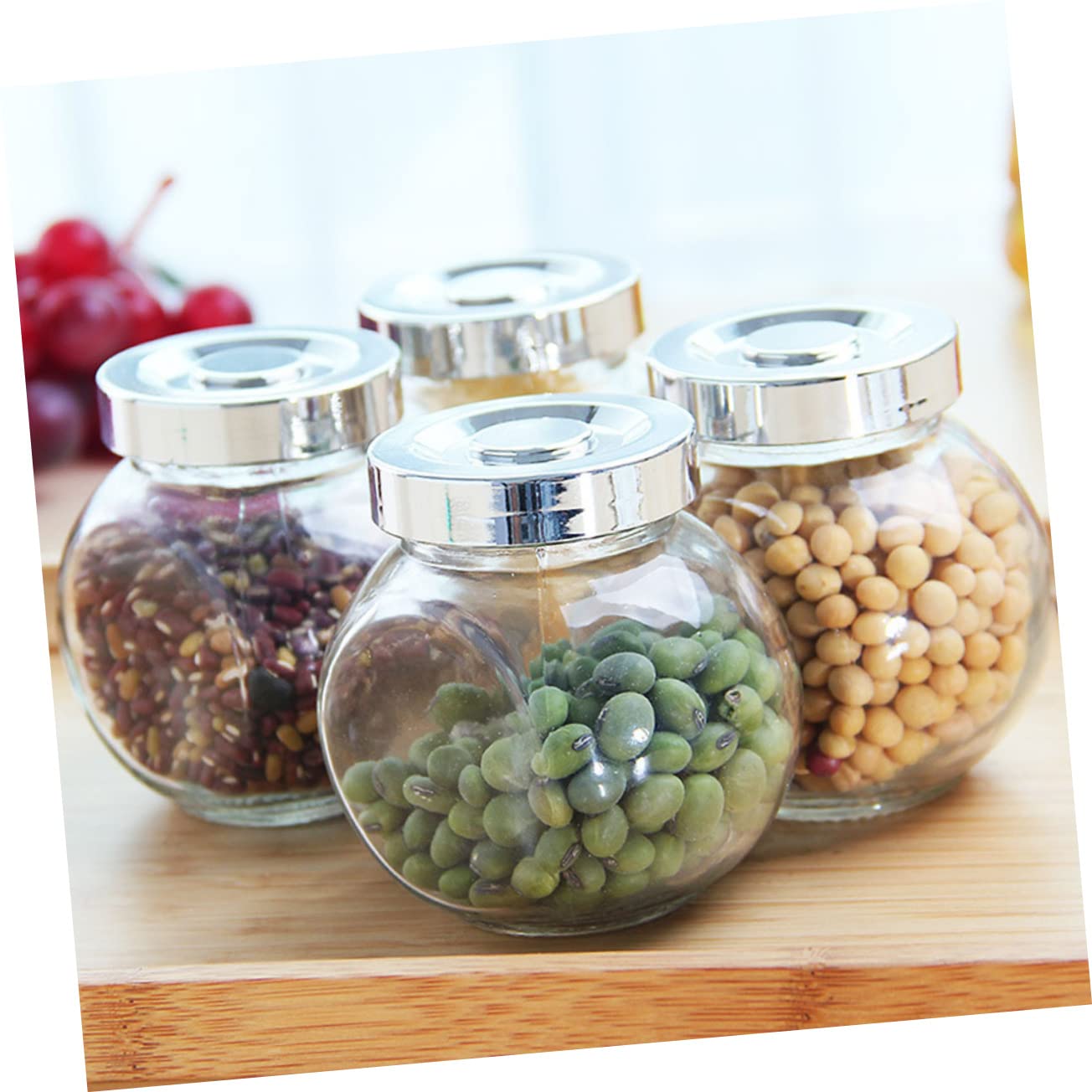 Alipis Barattoli Sigillati in Vetro da 180 Ml, Contenitori Ermetici per Alimenti e Tè, Set 8 Pezzi Trasparenti per Conservazione in Cucina e Negozi