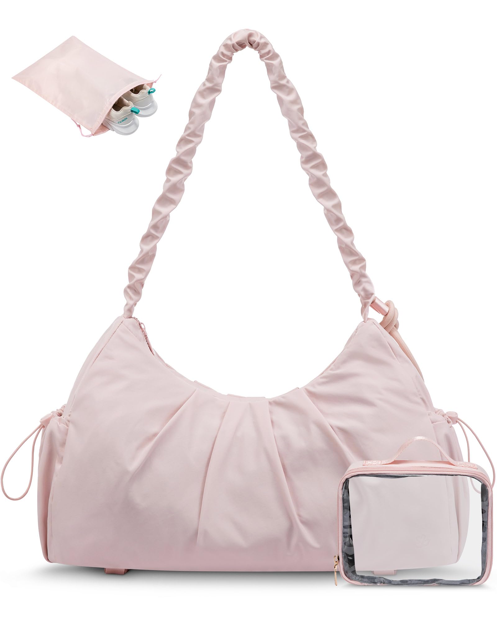 LOVEVOOK Gym Bag for Women, Sports Duffel Bag,Weekender Travel Bag With Wet Pocket, Water Resistant Sports Gym Tote Bags with Hidden Yoga Mat Holder-Pink