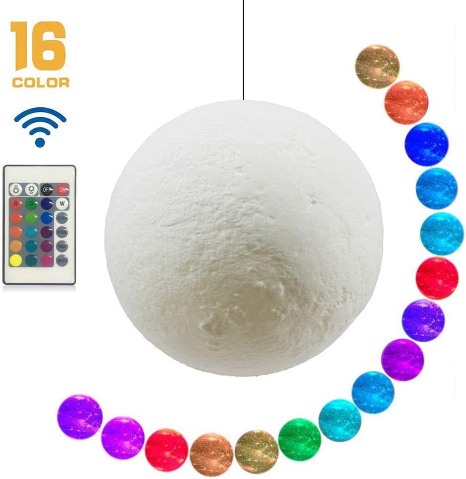 Leerain Hangend 3d Mondlampe 16 Farbe Mond Nachtlicht Leuchter Mondlichter Led Tischlampe Haus Dekoration Kinder Liebhaber Geburtstag Party Weihnachten Geschenk 20cm Amazon De Beleuchtung 