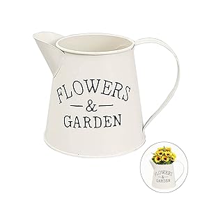 Regadera Vintage Metal, Jarrón de Hierro Vintage, Rural Florero Rústico, Shabby Chic Decoracion, para Jardín Arreglo Floral, Sala de Estar Ornamento (Beige)