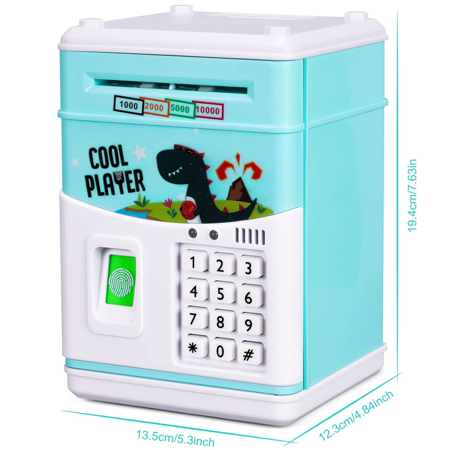 Amazon.co.jp: KMiKE 電子貯金箱 子供用 現金コイン カートゥーン ATMマネーセーバー コインバンク 子供用 パスワード&音楽付き  子供への素晴らしいギフトおもちゃ (恐竜) : おもちゃ