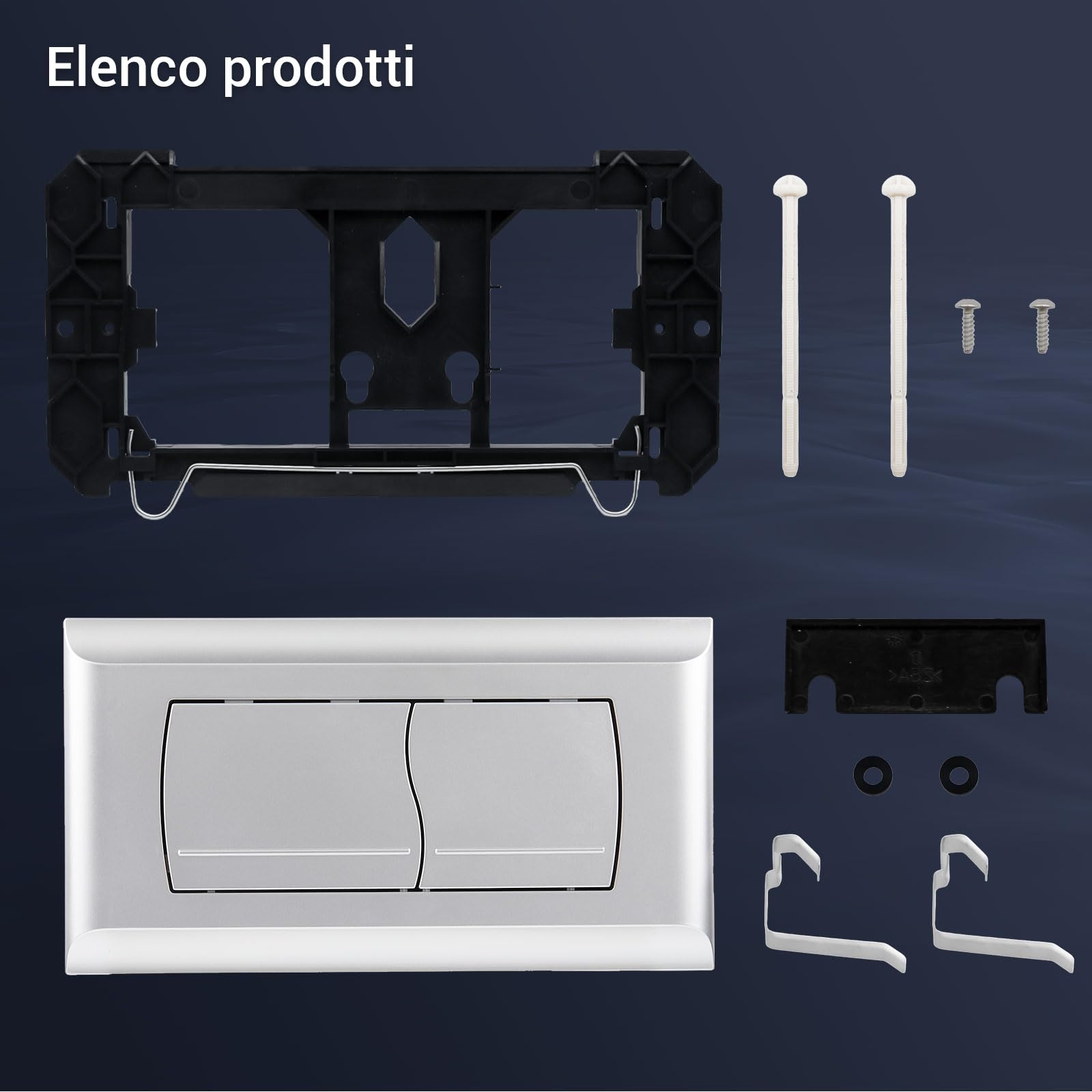 Empyreal Placca di Comando per Cassetta WC,Compatibile con Geberit Twinline 30&UP130,con Set di Leve e Telaio di Montaggio, Piastra Attuatore di Ricambio,Doppio Scarico,340 x 185mm(Opaco Argento)