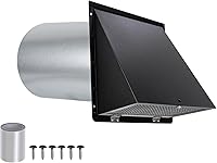 Vista 17 de Cubierta de ventilación de pared de 12 pulgadas, tapa de ventilación para secadora, ventilación de pared exterior con capucha con pantalla