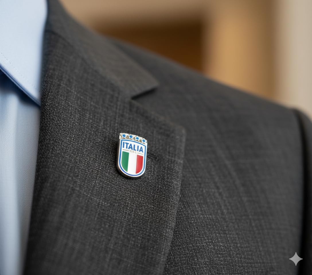ITALIA FIGC DISTINTIVO/SPILLA UFFICIALE NAZIONALE ITALIANA IN METALLO SMALTATO - FIGC ITALIA OFFICIAL PIN