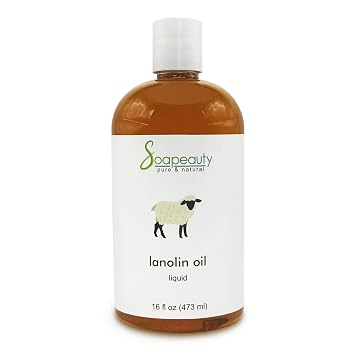 Soapeauty Lanolin Oil 100% Natural | Moisturizing Carrier Oil for Skin, Lips & Hair | Cosmetic & Soap Making Ingredient | DIY Formulations | 16 fl oz