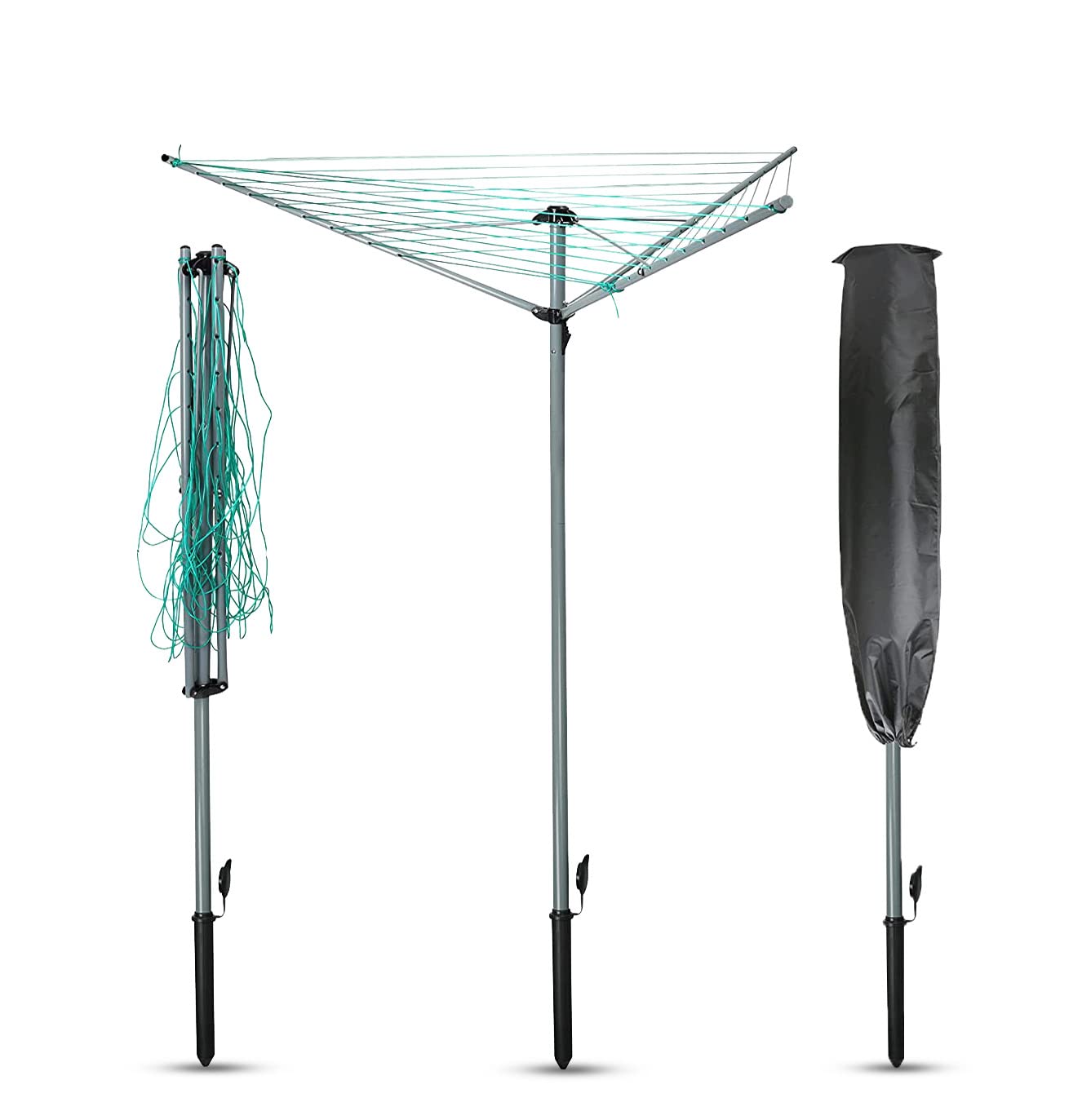 Buy AAMEN Heavy Duty 3 Arm Rotary Clothes Airer, 30m PVC Coated Rotary