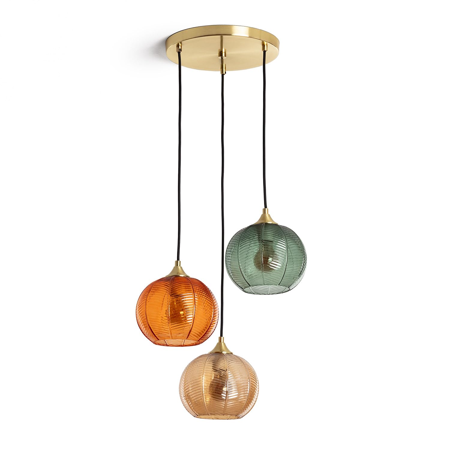 LEDKIA LIGHTING - Hanglamp Metaal en Glas Moonlight Brass | 6x E27 Fittingen | Binnengebruik IP20 | 1620x850 mm | CE & RoHS | Goud, Metaal