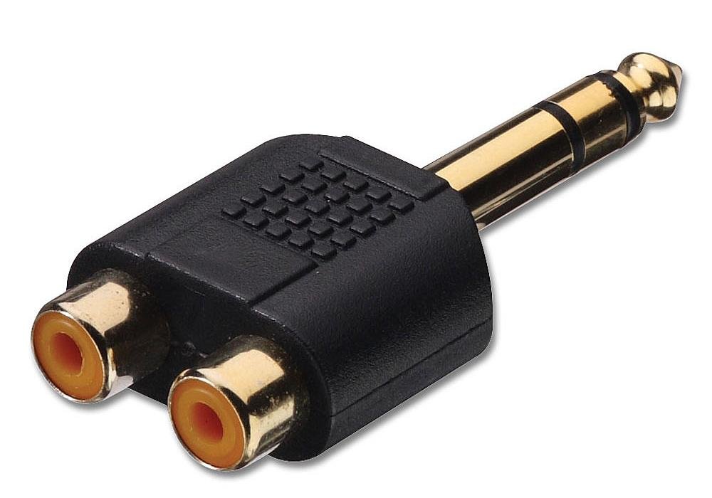 Lindy 6.3mm/RCA Stereo Adapter 6.3mm M 2x RCA FM Nero
