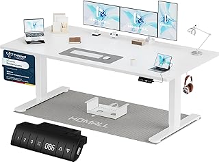 Homall Höhenverstellbarer Schreibtisch 180x80 cm, Schreibtisch Höhenverstellbar, Elektrischer Schreibtisch mit Vierteilige Tischplatte, Computertisch mit Memory Funktion,Standing Desk