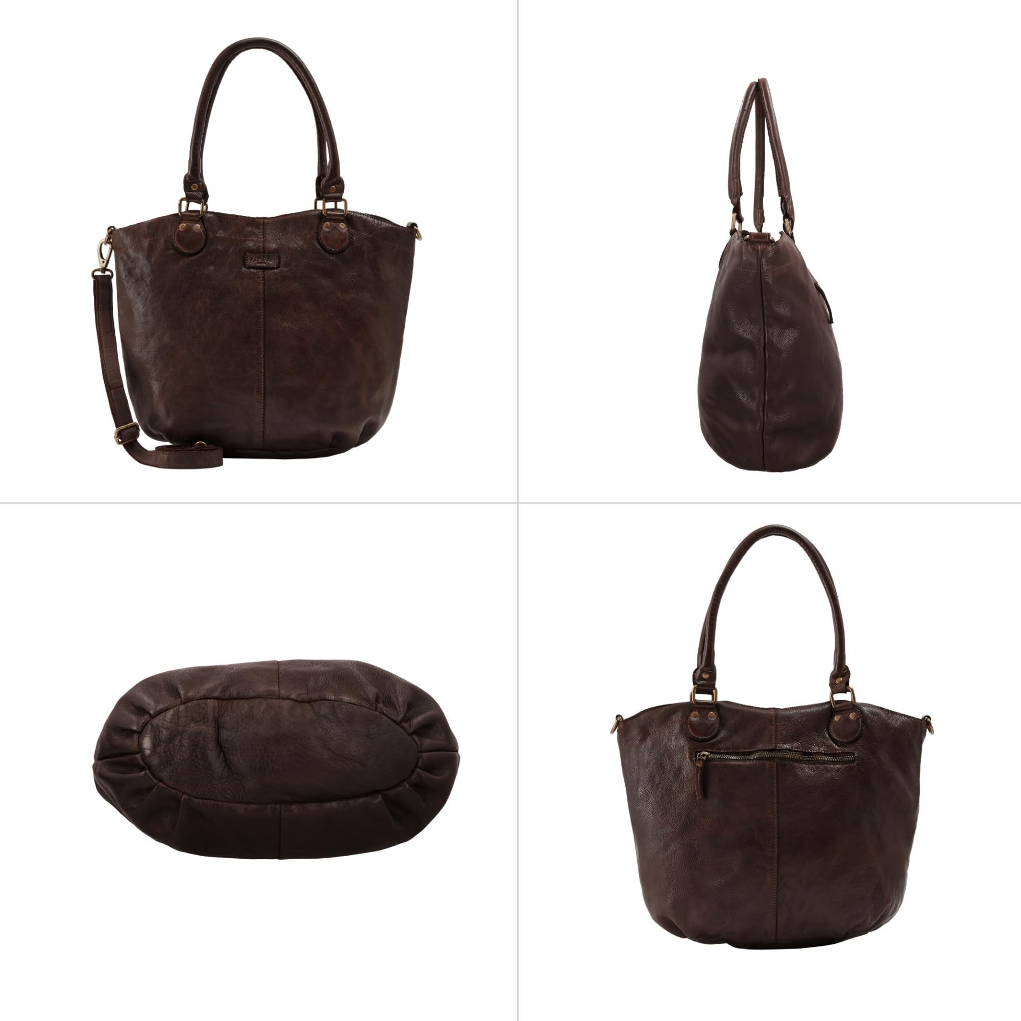 Gusti Bolso cuero mujer Dione shopper de piel bolso asas marrón cuero