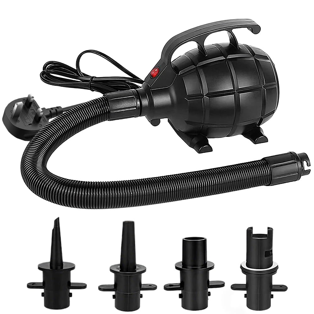 Electric Air Pump for Inflatables, 600W Portable Quick-Fill Air Pump, Electric Pump for Air Inflator Deflator with 4 Nozzles for Air Mattress Beds, Boats, Inflatable Cushion, Couch, Pool Floats
