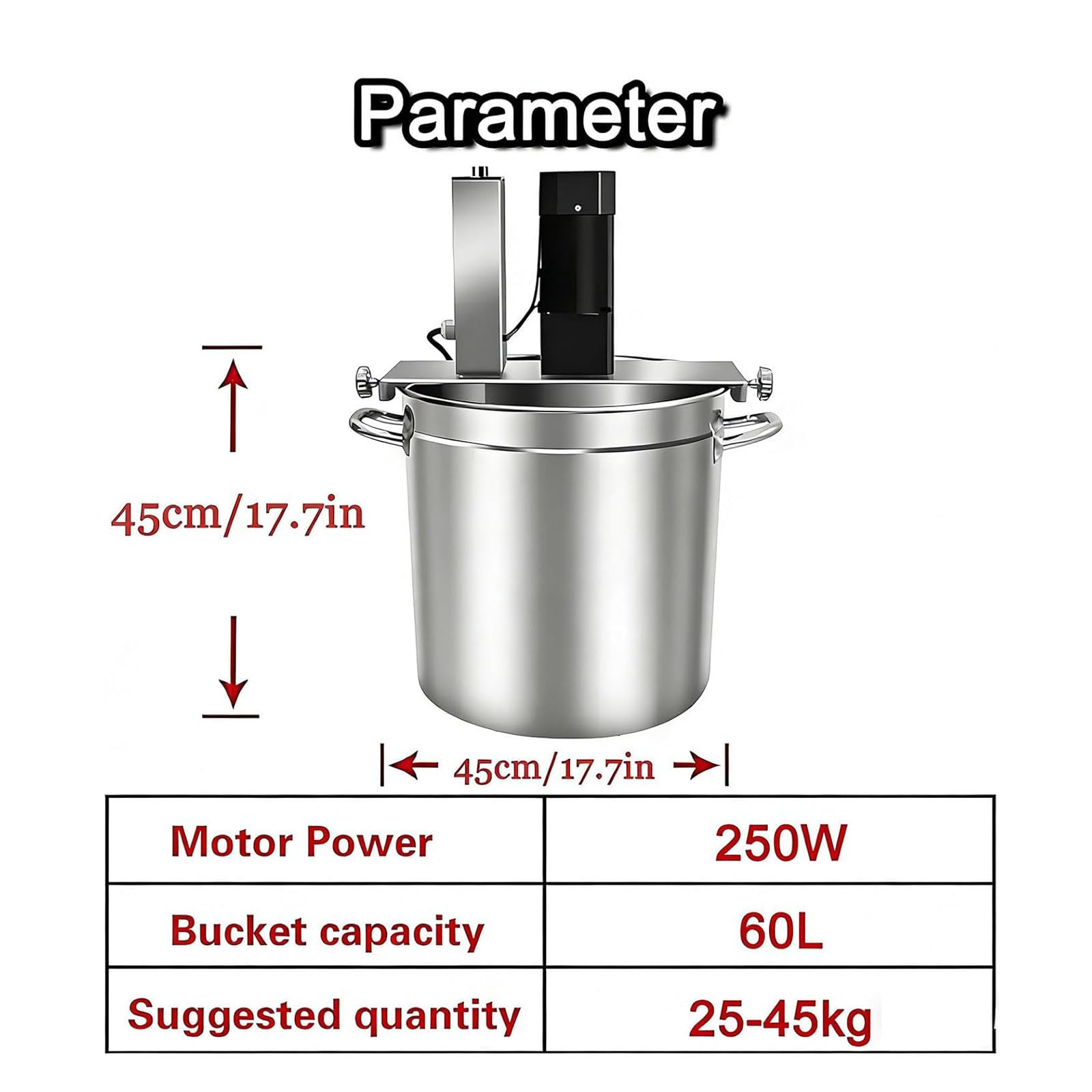 Mixer Elettrico Alimenti in Acciaio Inossidabile – Mescolatore Automatico Pentola con Raschiatore A 4 Lame; Macchina Mescolatrice Termica Livello Professionale per Cottura E Condimento 60l