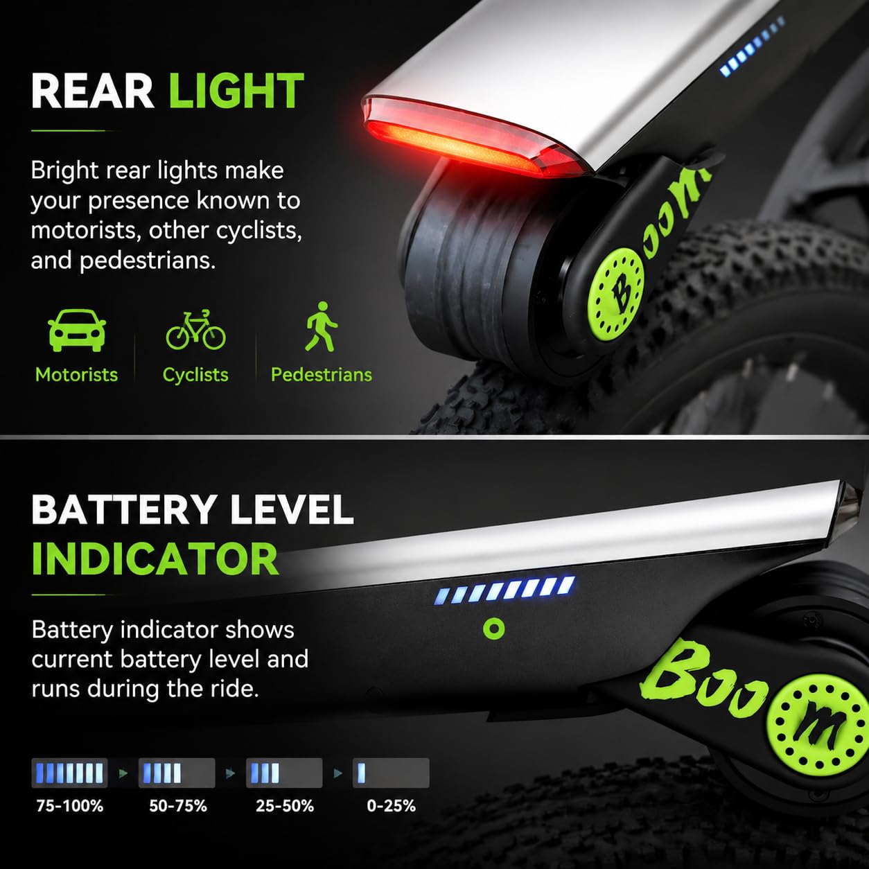 Kit Conversione Bici Elettrica con Controllo Via App,Kit di Conversione E-Bike con 4 modalità di Assistenza, Installazione Rapida, Nessuna Sostituzione di Componenti, Autonomia di 50 Km Green