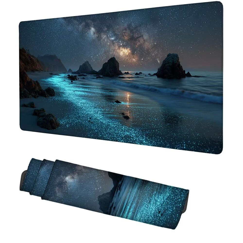 Podkładka pod mysz plażową podkładka pod mysz 1200x600x3mm podkładka pod mysz do gier gwiaździste niebo, ochraniacz na biurko, akcesoria do gier, poprawa dokładności i szybkości, dla graczy PC