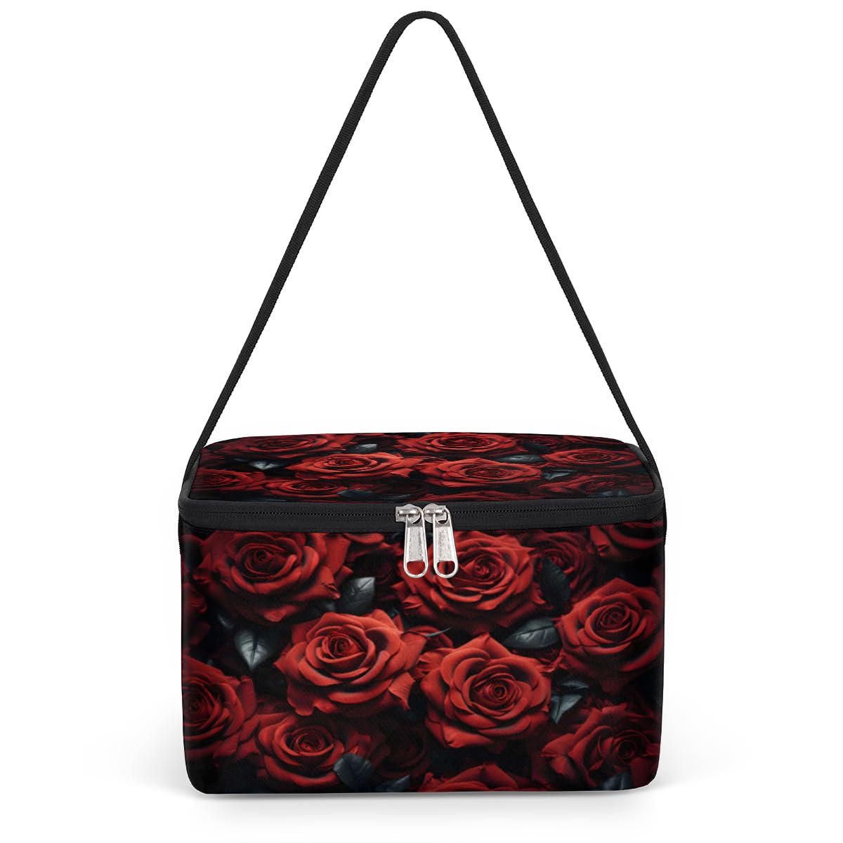 GzLeyigou Rose Red Lunch Bags for Women Men 9 Cans, Hot & Cold Food Delivery Bag Insulated Grocery Bag Insulated Lunch Box Flowers Cooler Bag for Office Work Picnic Beach