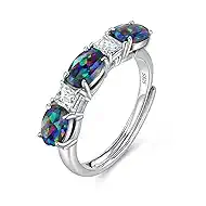925 Sterling Silver Birthstone Rings for Women - Adjustable Size Women Jewelry Birthday Gifts for Girlfriend,Wife,Mom