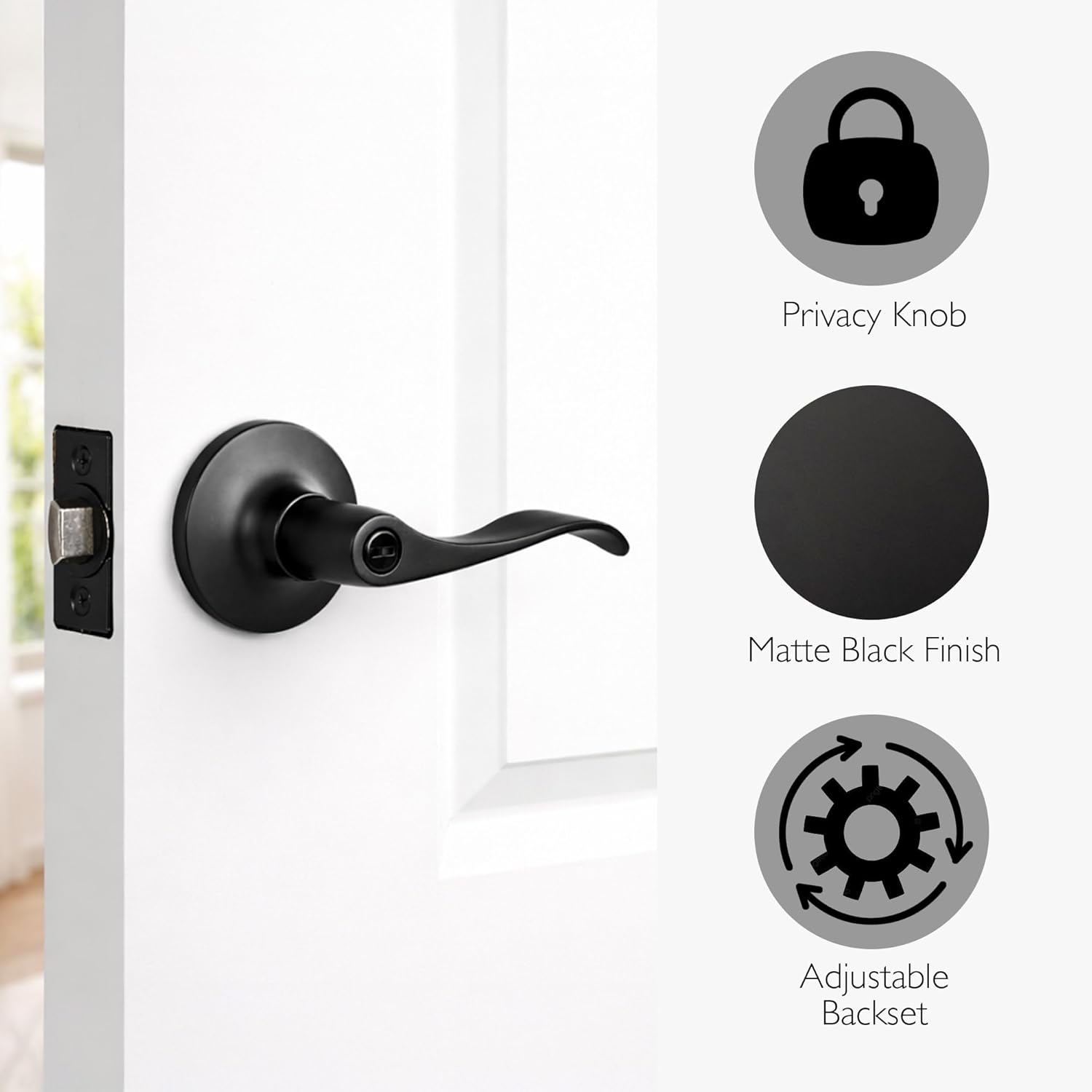 Design House 727958 Stratford 6-Way Universal Privacy Bed and Bath Door Lever Satin Nickel